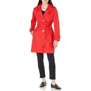 Steve Madden Red Trench Coat with Hood Sz M - NEW